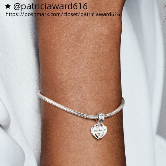 Pandora Double Heart Split Dangle Charm - Picture 4 of 5